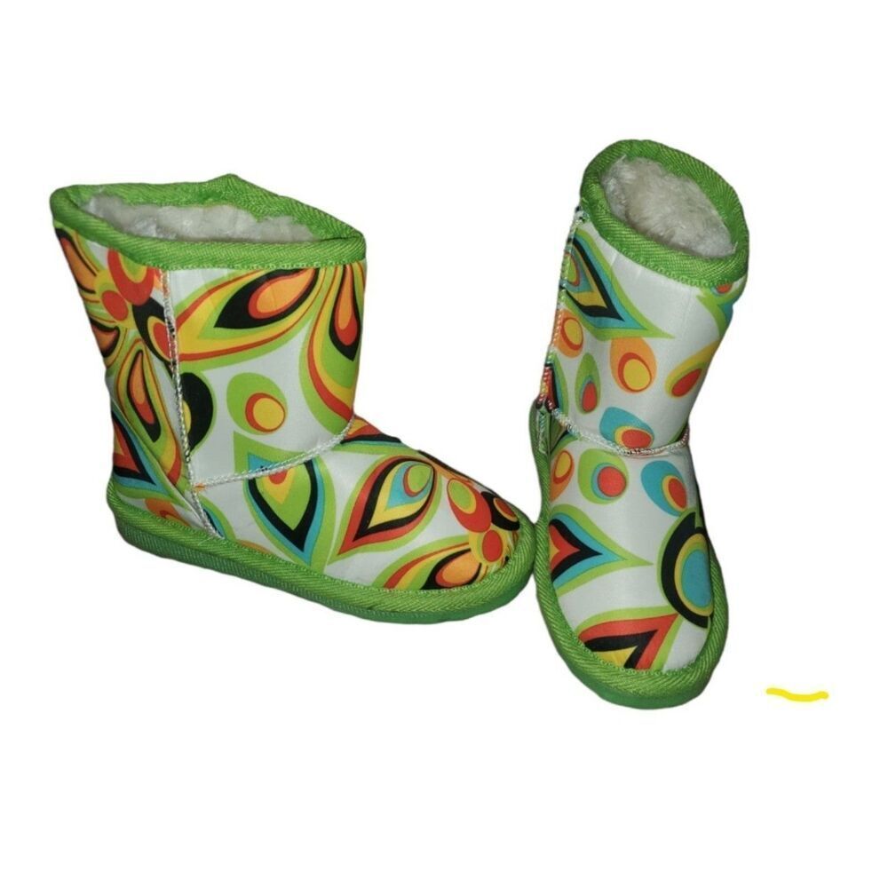 Girls Shagadelic lined fuzzy Rain Boots Shoes size 8/9